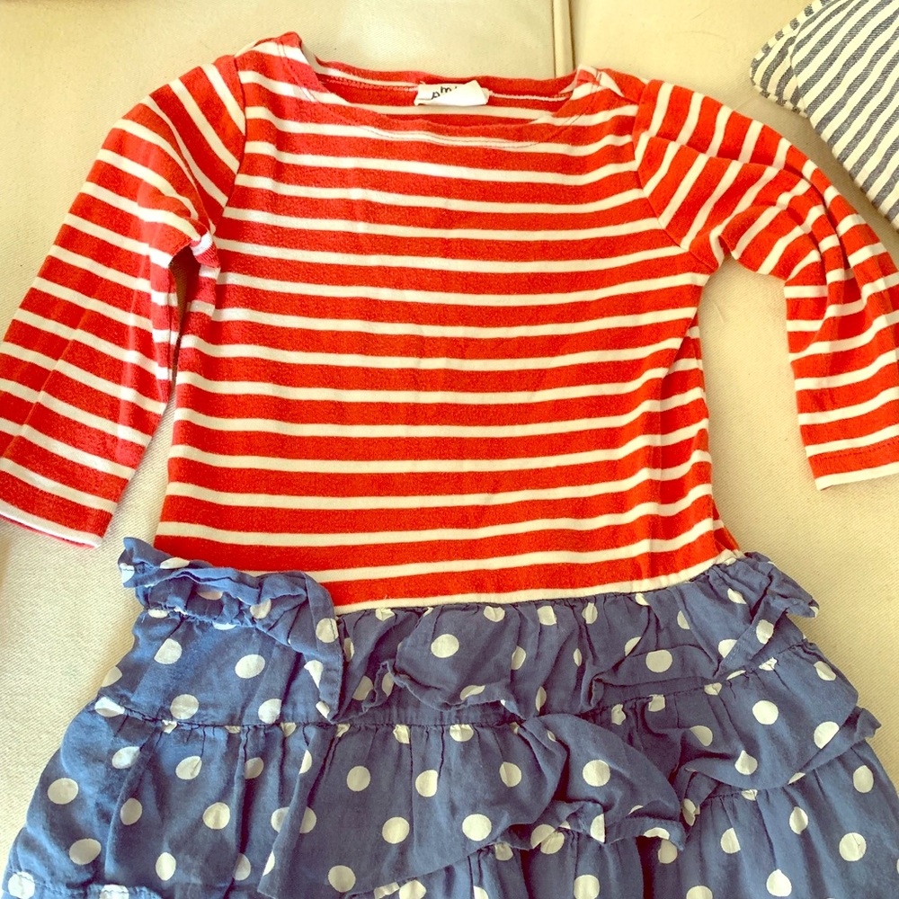 Mini Boden long sleeve jersey ruffle dress